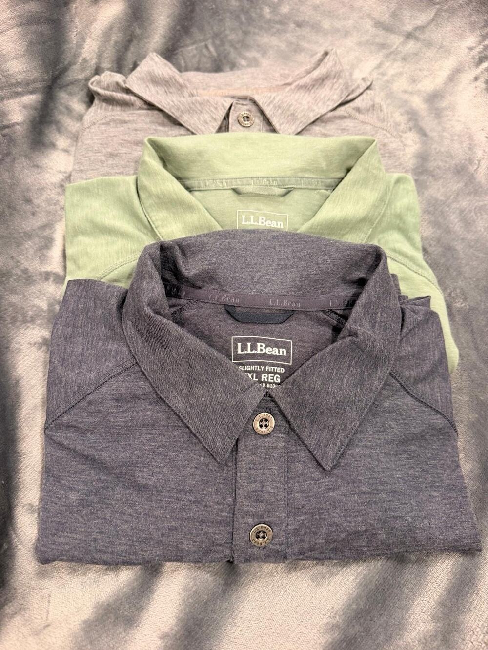 Bundle 3 LL Bean Mens Sz 2XL Performance Polo Shirt Outdoor Hiking 513650